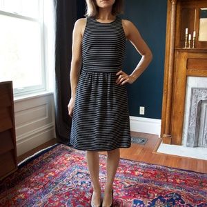 Madewell Pierside Black White Striped Zip Dress
